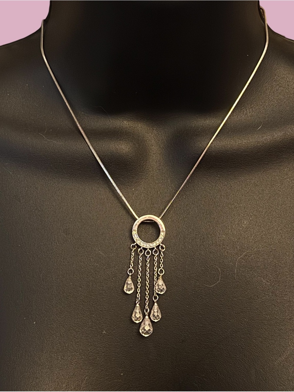 925 silver crystal chandelier pendant necklace